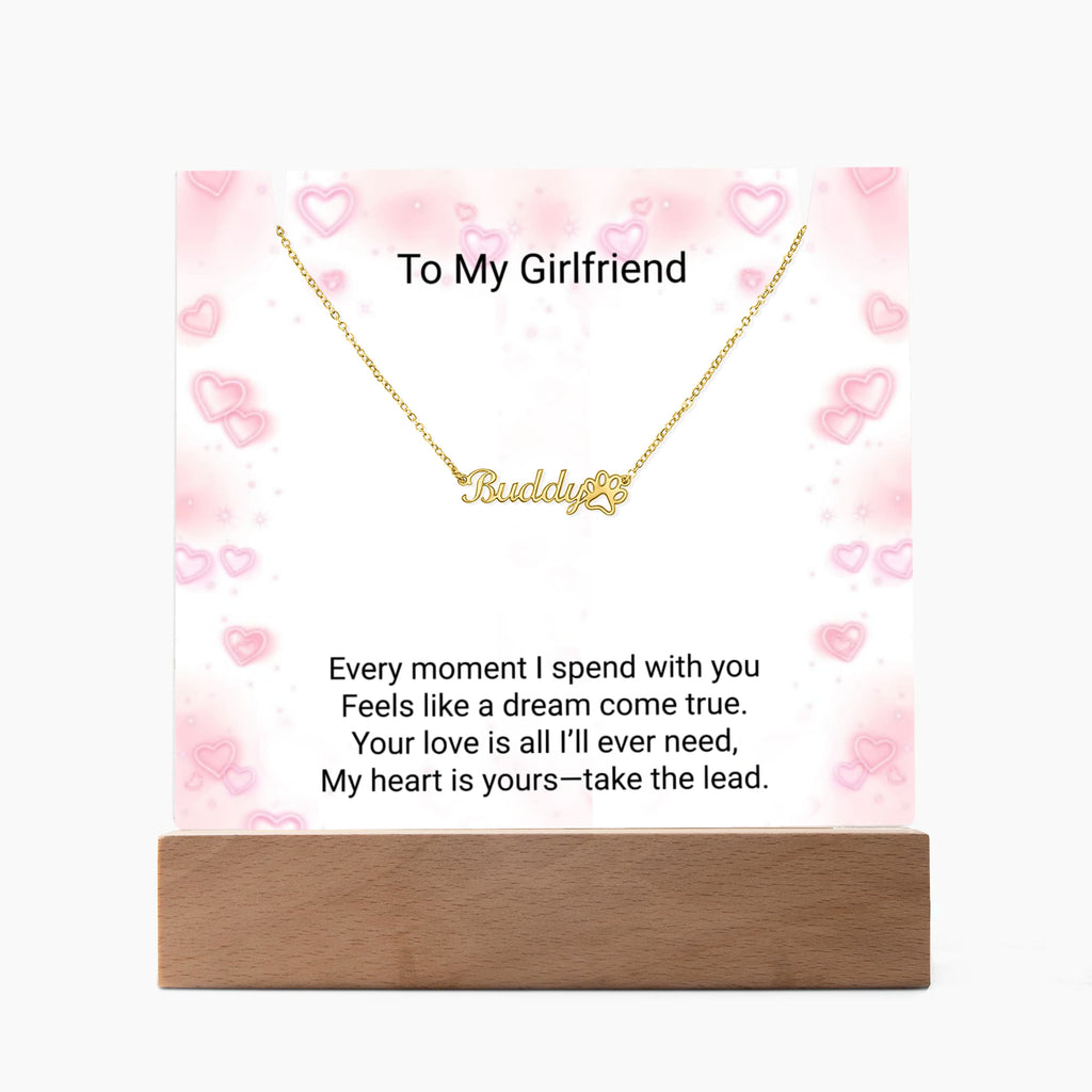 Custom Paw Print Name Necklace for Girlfriend