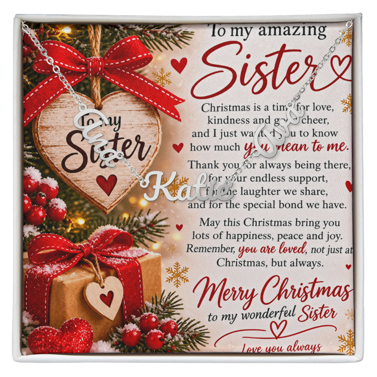 Sister Gift Multiple Name Necklace – Personalised Necklace with Up to 3 Names