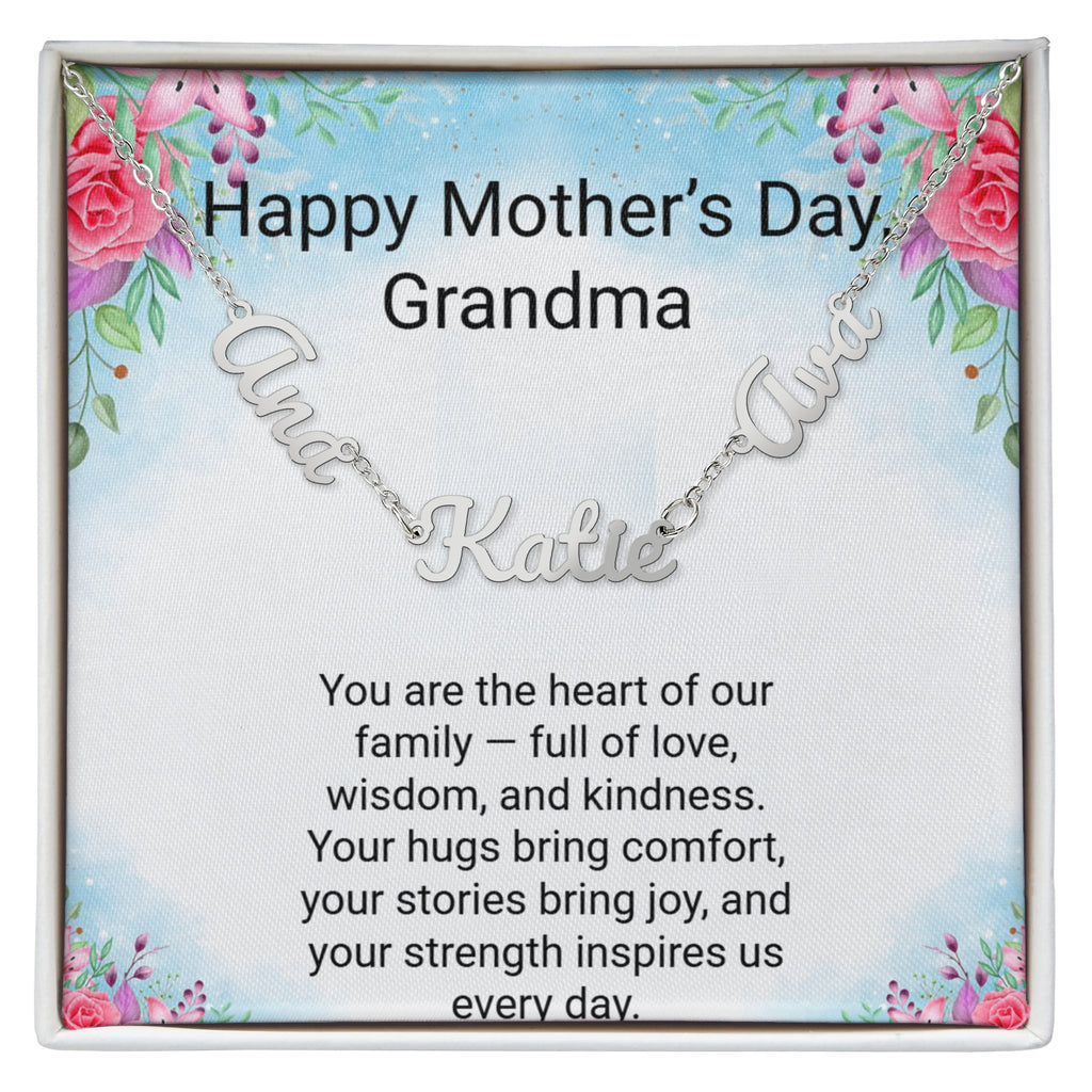 Grandma Mother's Day Gift – 3 Name Necklace with Daughter & Grandchild Names