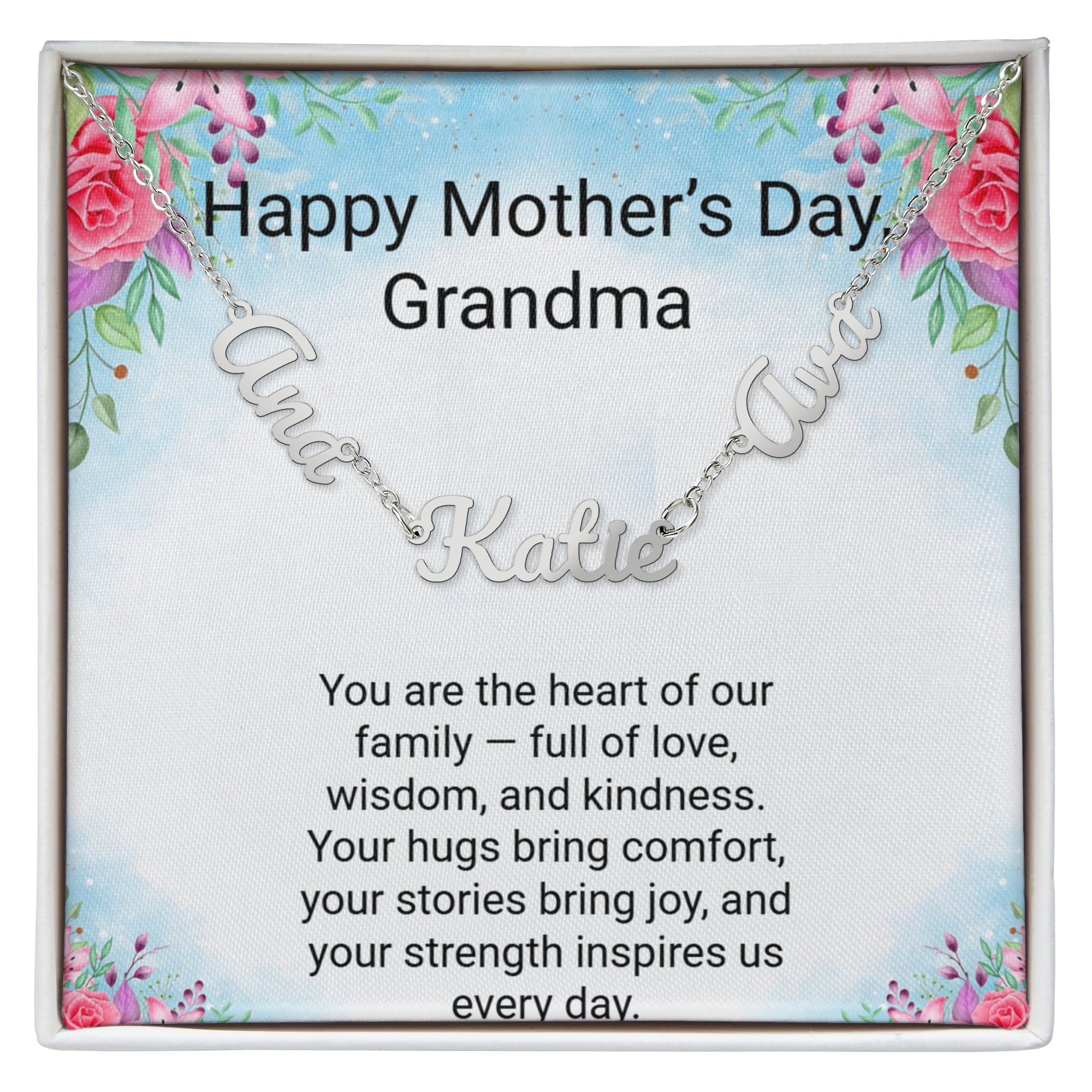 Grandma Mother's Day Gift – 3 Name Necklace with Daughter & Grandchild Names