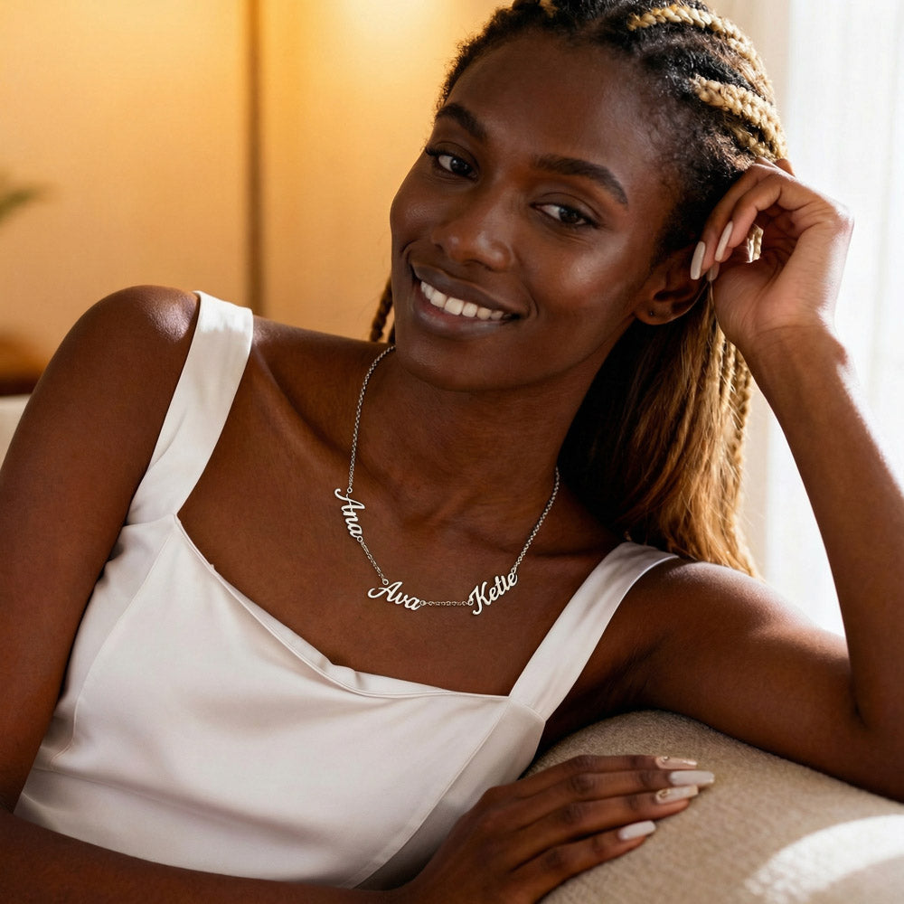 Personalised Daughters Name Necklace with 2 Children's Names