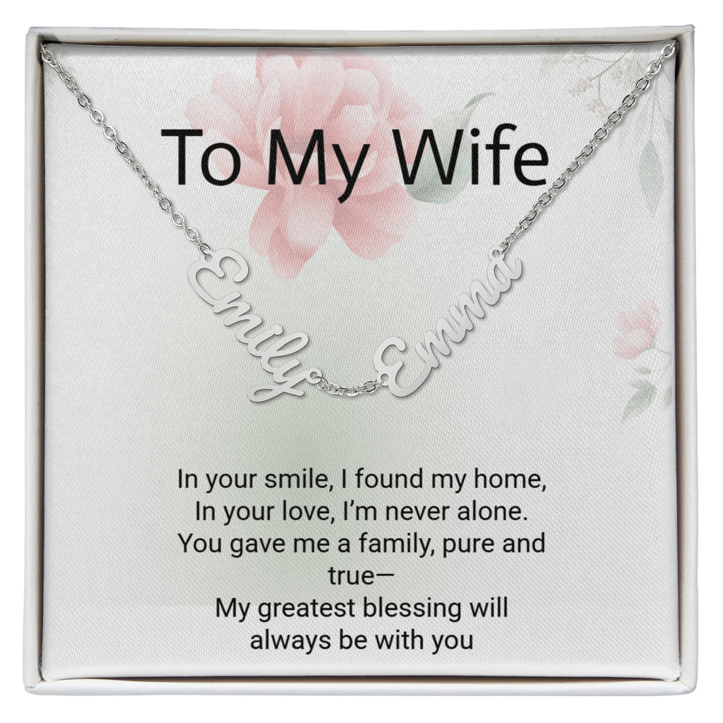 Personalised Wife Name Necklace with 2 Children's Names – Mother's Day Gift