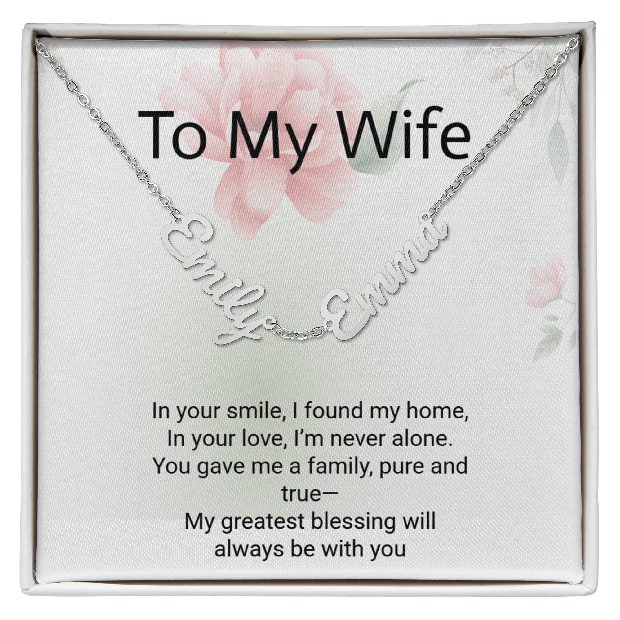 Personalised Wife Name Necklace with 2 Children's Names – Mother's Day Gift