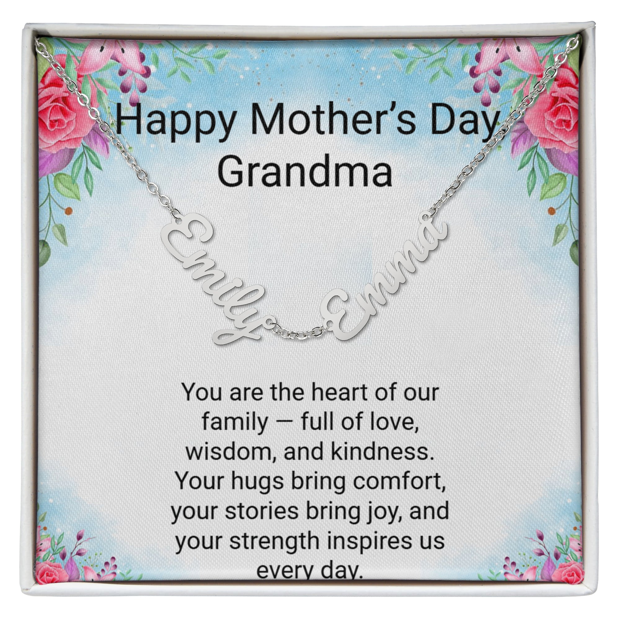 Grandma Mother's Day Gift – 3 Name Necklace with Daughter & Grandchild Names