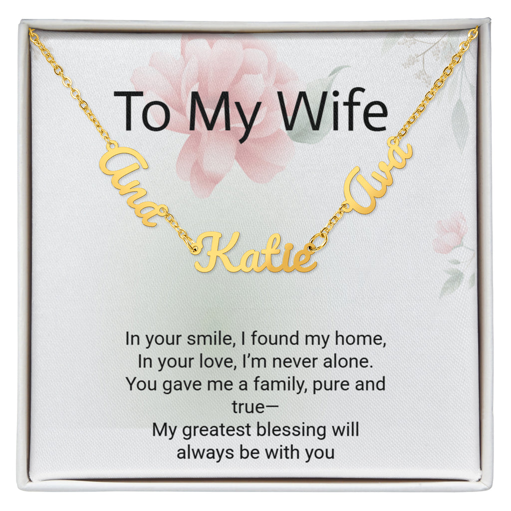 Personalised Wife Name Necklace with 2 Children's Names – Mother's Day Gift