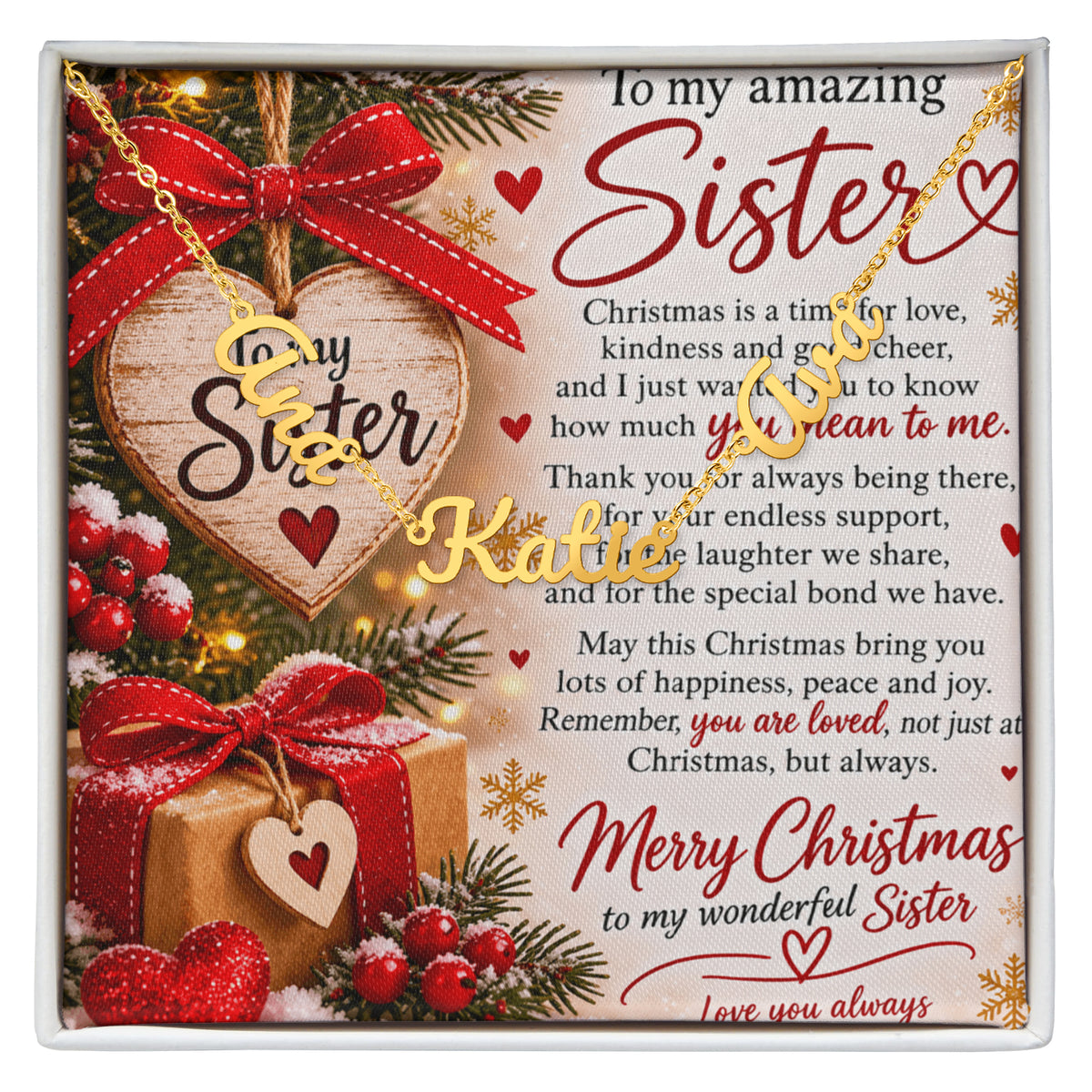 Sister Gift Multiple Name Necklace – Personalised Necklace with Up to 3 Names