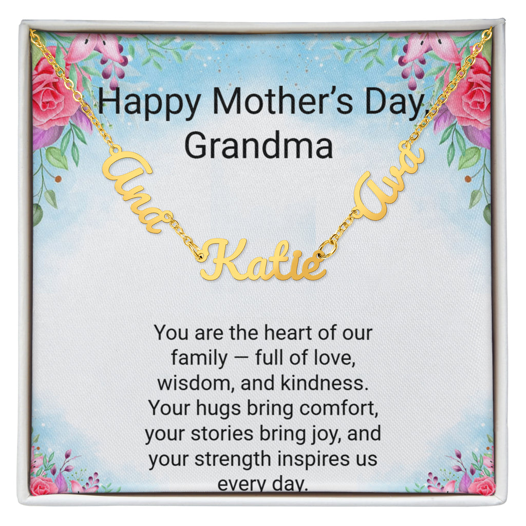 Grandma Mother's Day Gift – 3 Name Necklace with Daughter & Grandchild Names