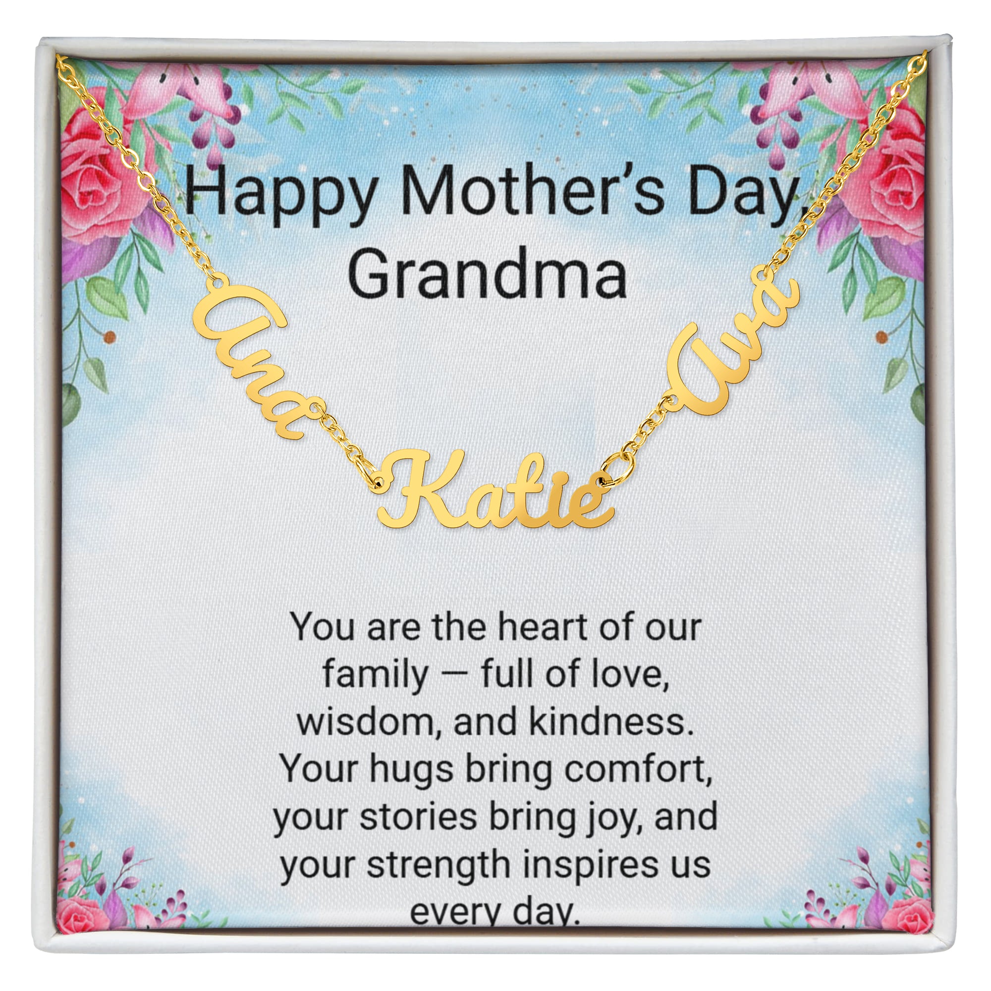 Grandma Mother's Day Gift – 3 Name Necklace with Daughter & Grandchild Names