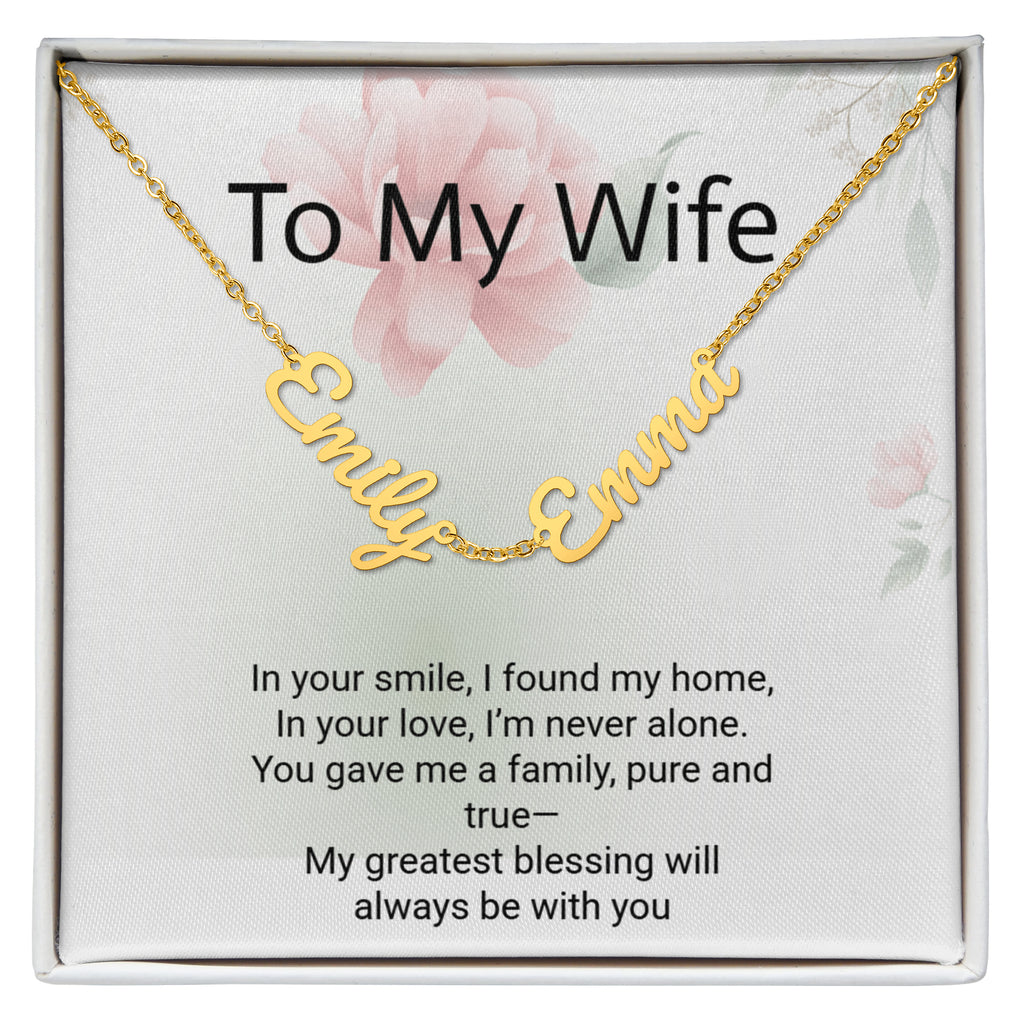 Personalised Wife Name Necklace with 2 Children's Names – Mother's Day Gift