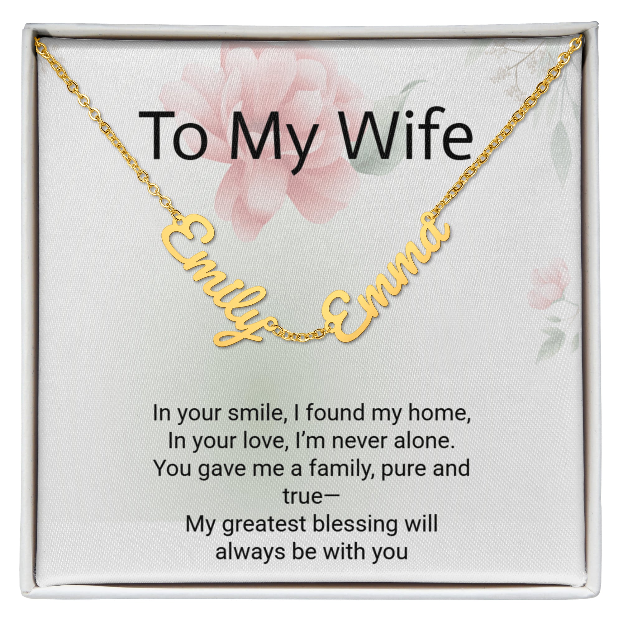 Personalised Wife Name Necklace with 2 Children's Names – Mother's Day Gift