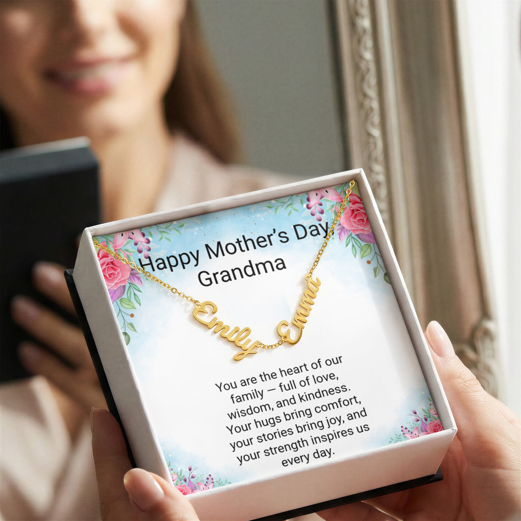 Grandma Mother's Day Gift – 3 Name Necklace with Daughter & Grandchild Names