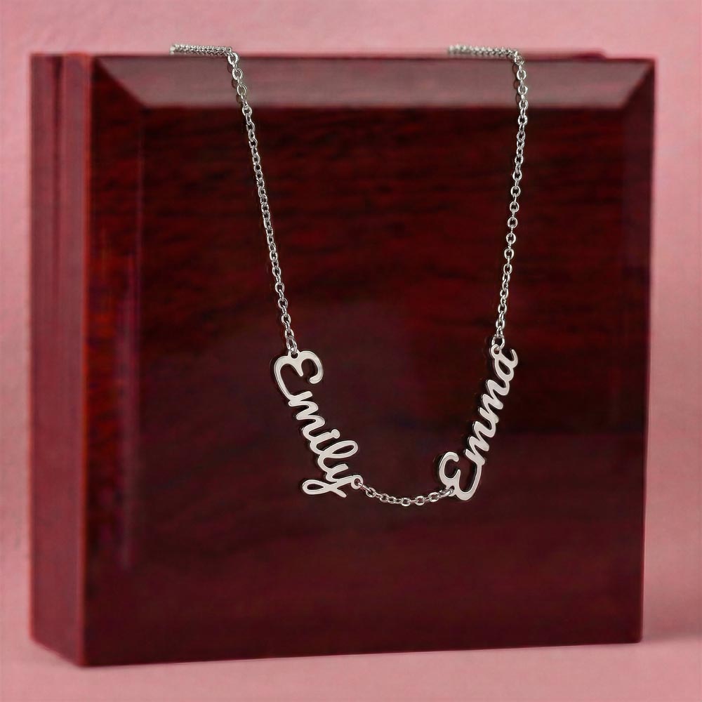 Memorial Name Necklace with Birthstone – Custom Non-Message Card Jewelry with Parents Names