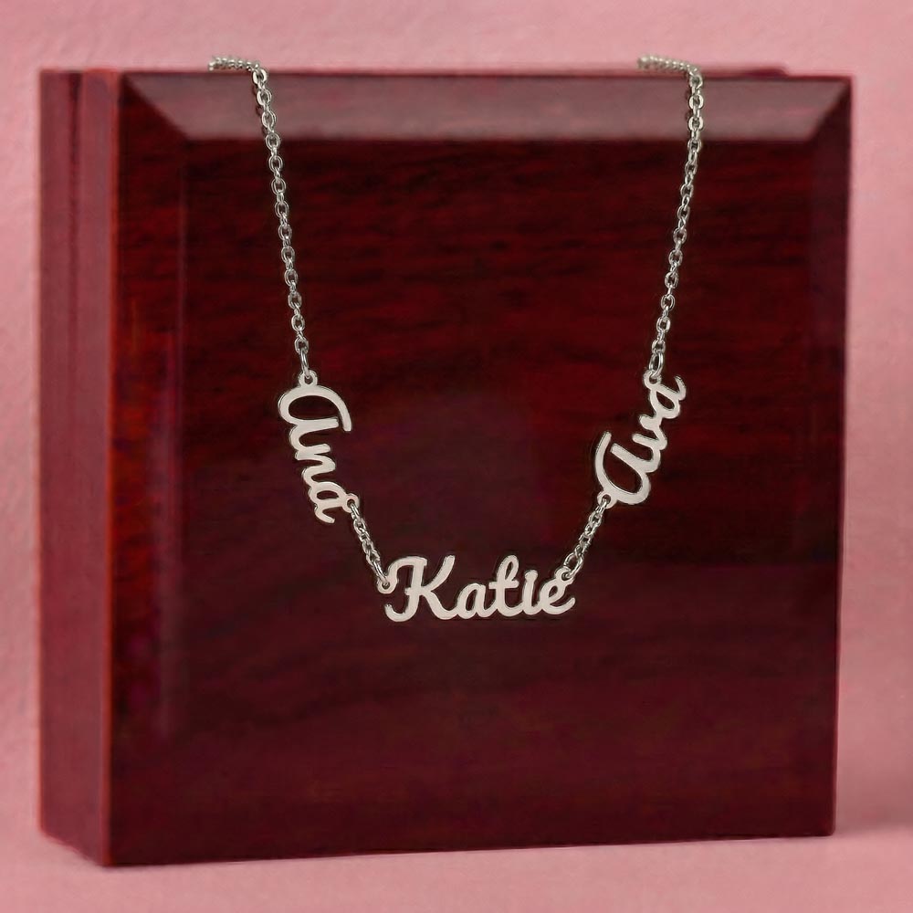 Memorial Name Necklace with Birthstone – Custom Non-Message Card Jewelry with Parents Names