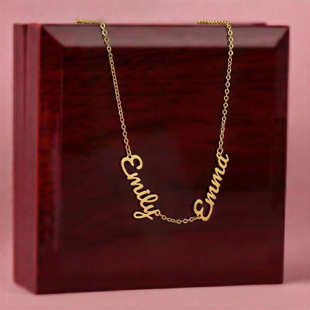Memorial Name Necklace with Birthstone – Custom Non-Message Card Jewelry with Parents Names