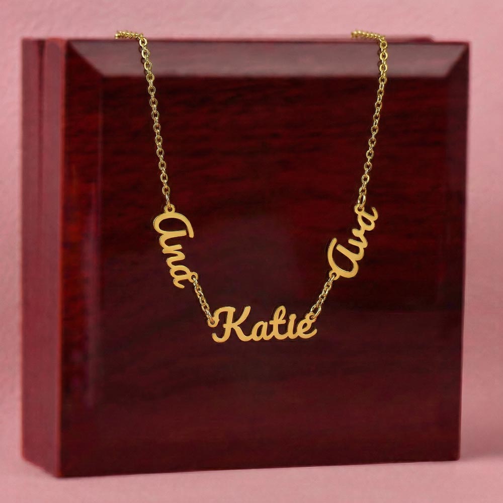Memorial Name Necklace with Birthstone – Custom Non-Message Card Jewelry with Parents Names