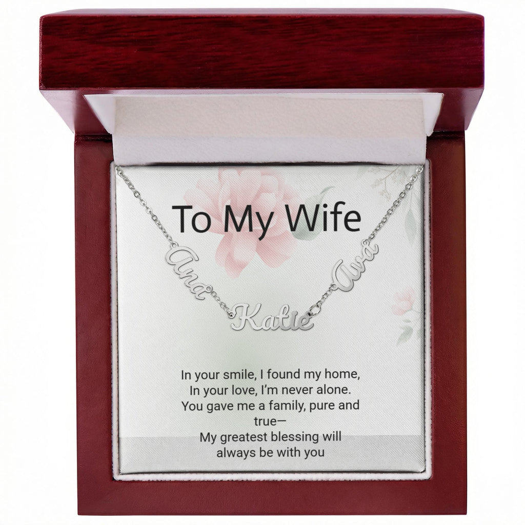 Personalised Wife Name Necklace with 2 Children's Names – Mother's Day Gift