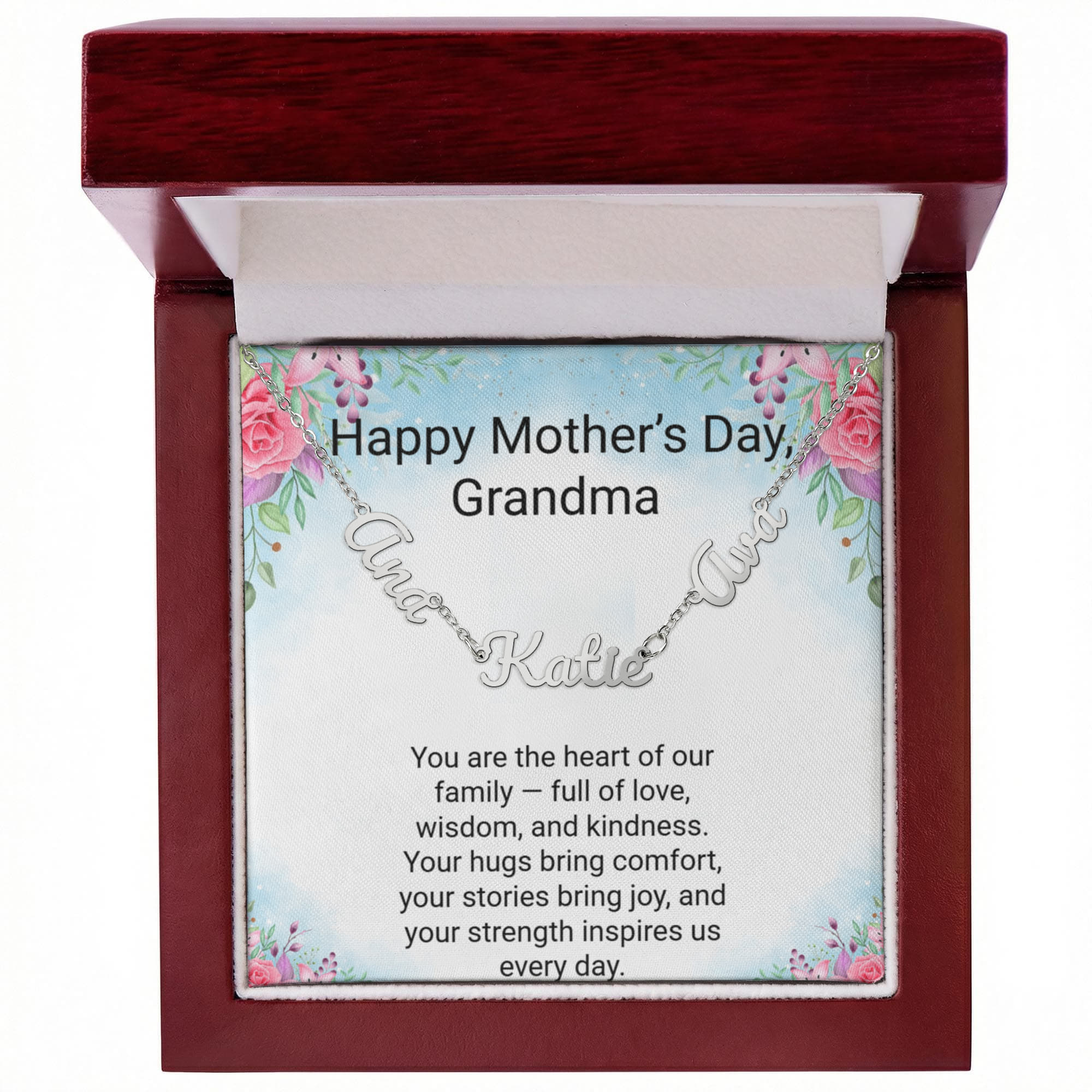 Grandma Mother's Day Gift – 3 Name Necklace with Daughter & Grandchild Names