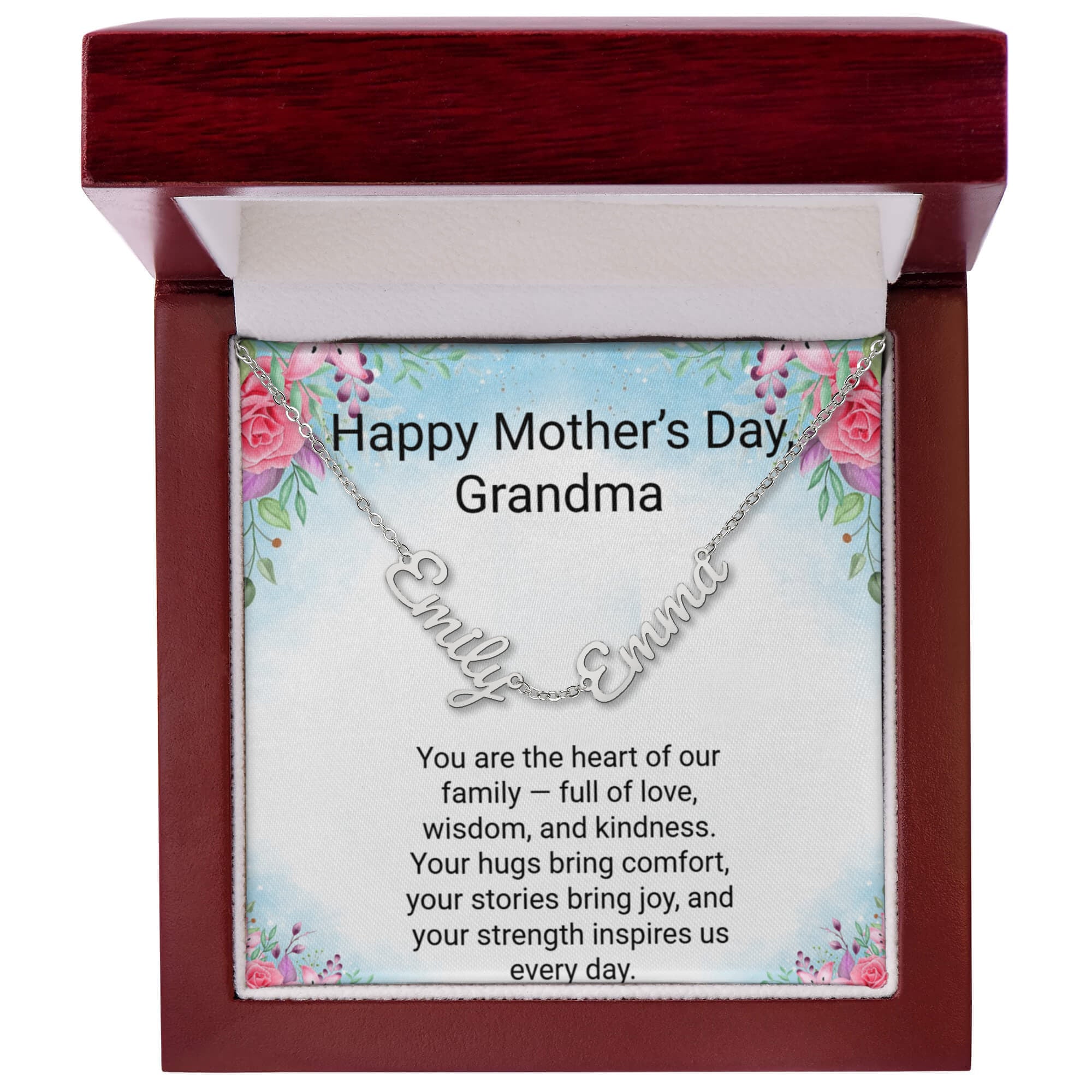 Grandma Mother's Day Gift – 3 Name Necklace with Daughter & Grandchild Names