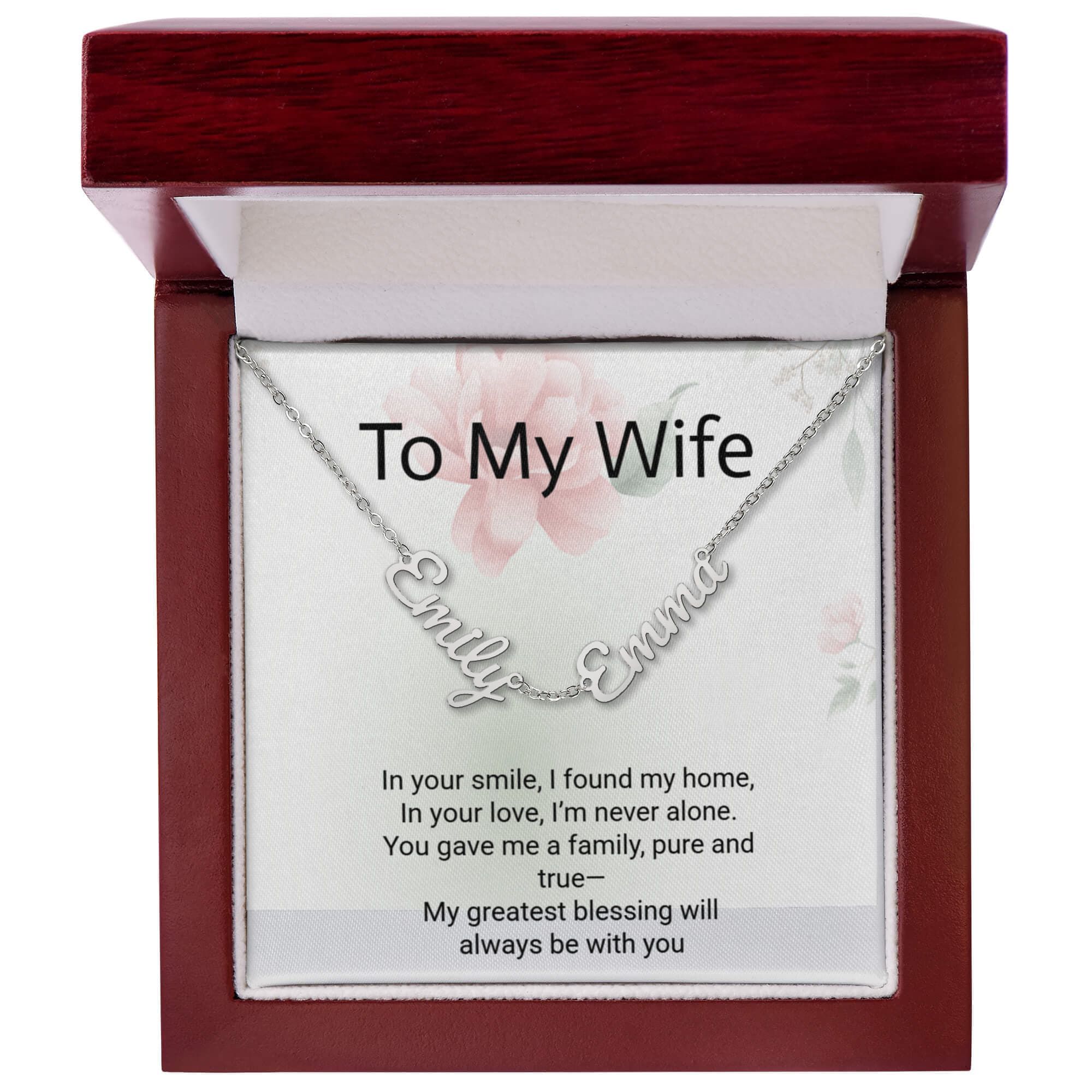Personalised Wife Name Necklace with 2 Children's Names – Mother's Day Gift
