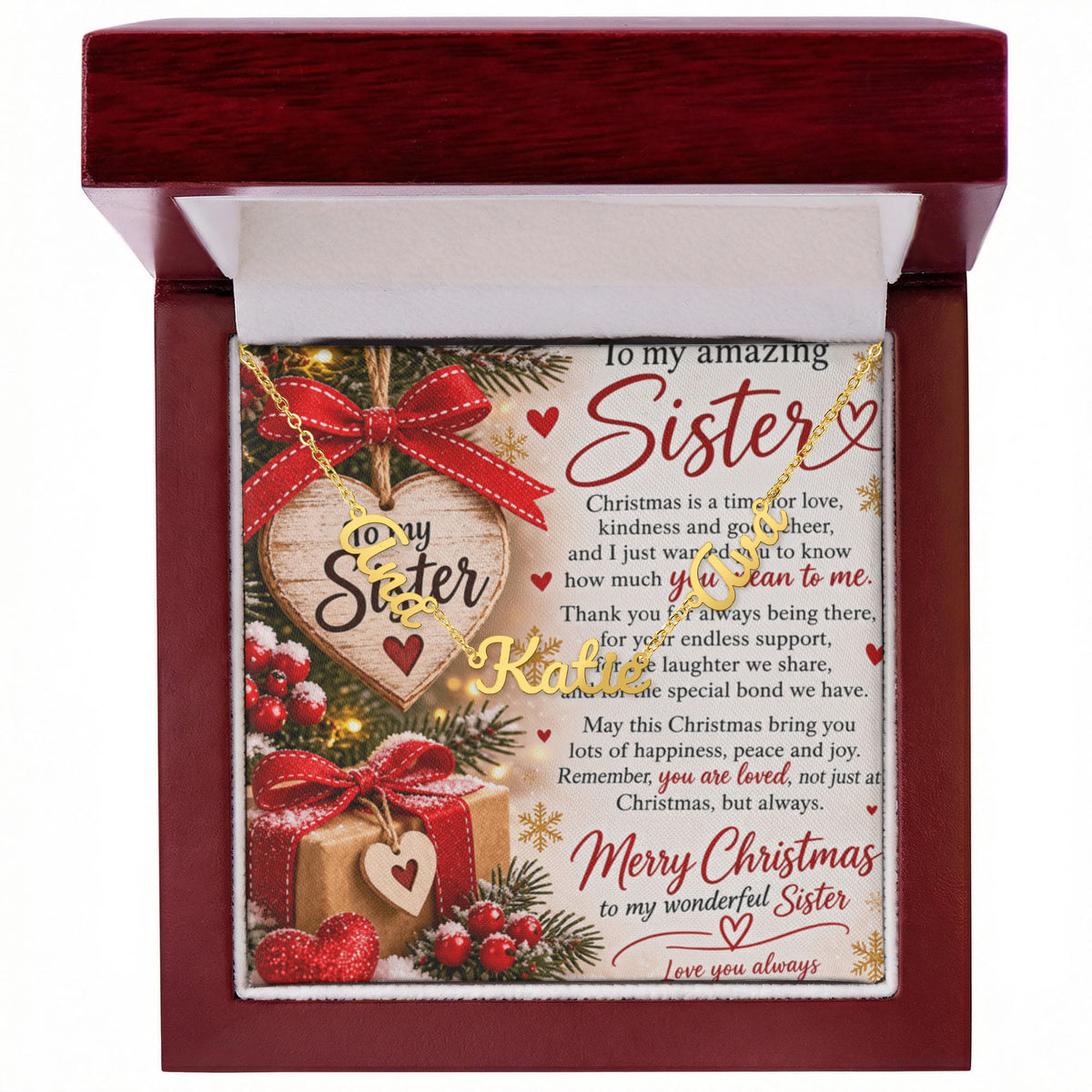 Sister Gift Multiple Name Necklace – Personalised Necklace with Up to 3 Names