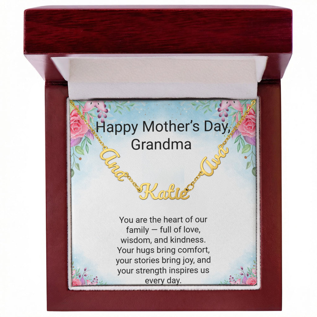 Grandma Mother's Day Gift – 3 Name Necklace with Daughter & Grandchild Names