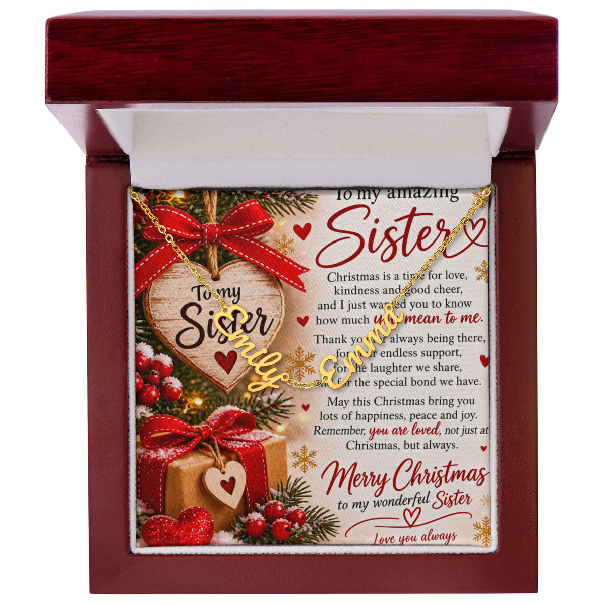 Sister Gift Multiple Name Necklace – Personalised Necklace with Up to 3 Names