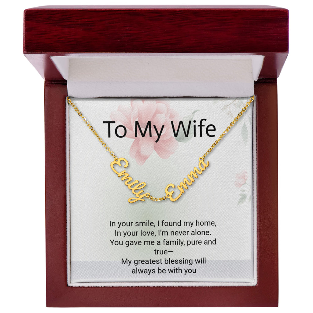 Personalised Wife Name Necklace with 2 Children's Names – Mother's Day Gift