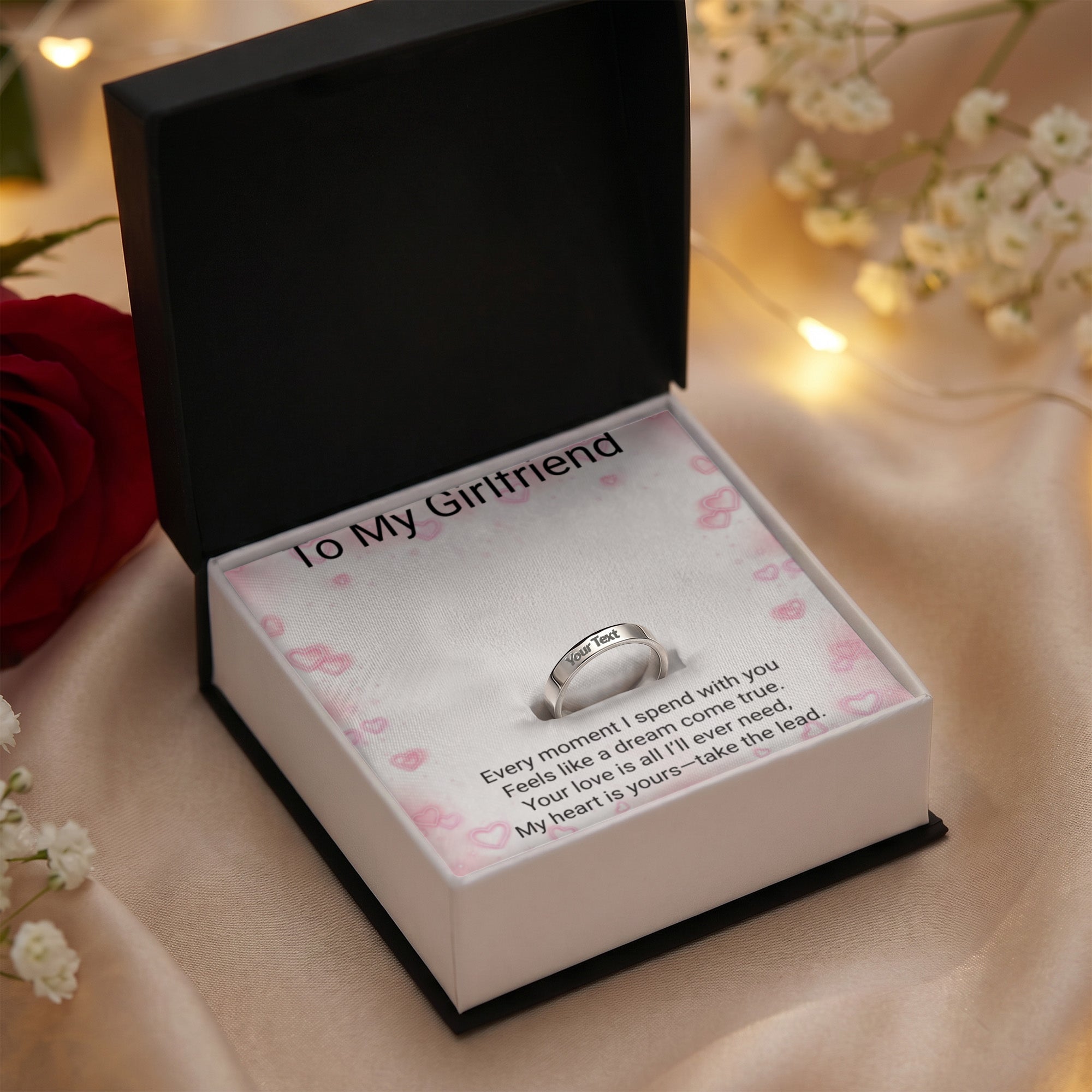 Girlfriend Message Card Ring – Romantic Gift Ring for Her | Perfect for Birthdays