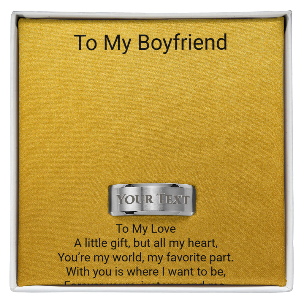 Engraved Men's Ring with Message Card – Romantic Gift for Boyfriend