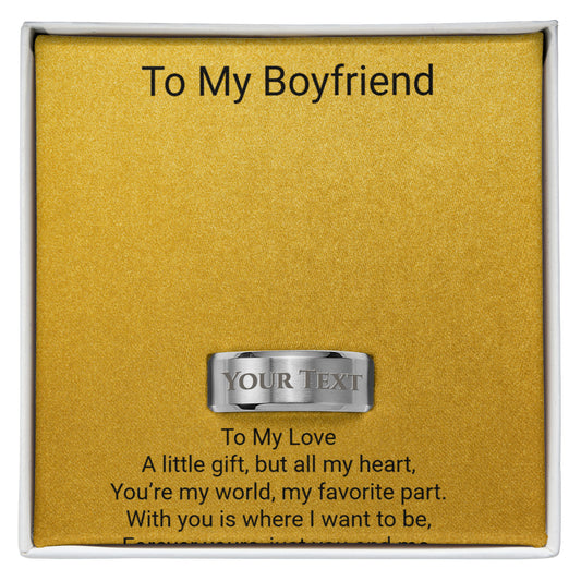 Engraved Men's Ring with Message Card – Romantic Gift for Boyfriend
