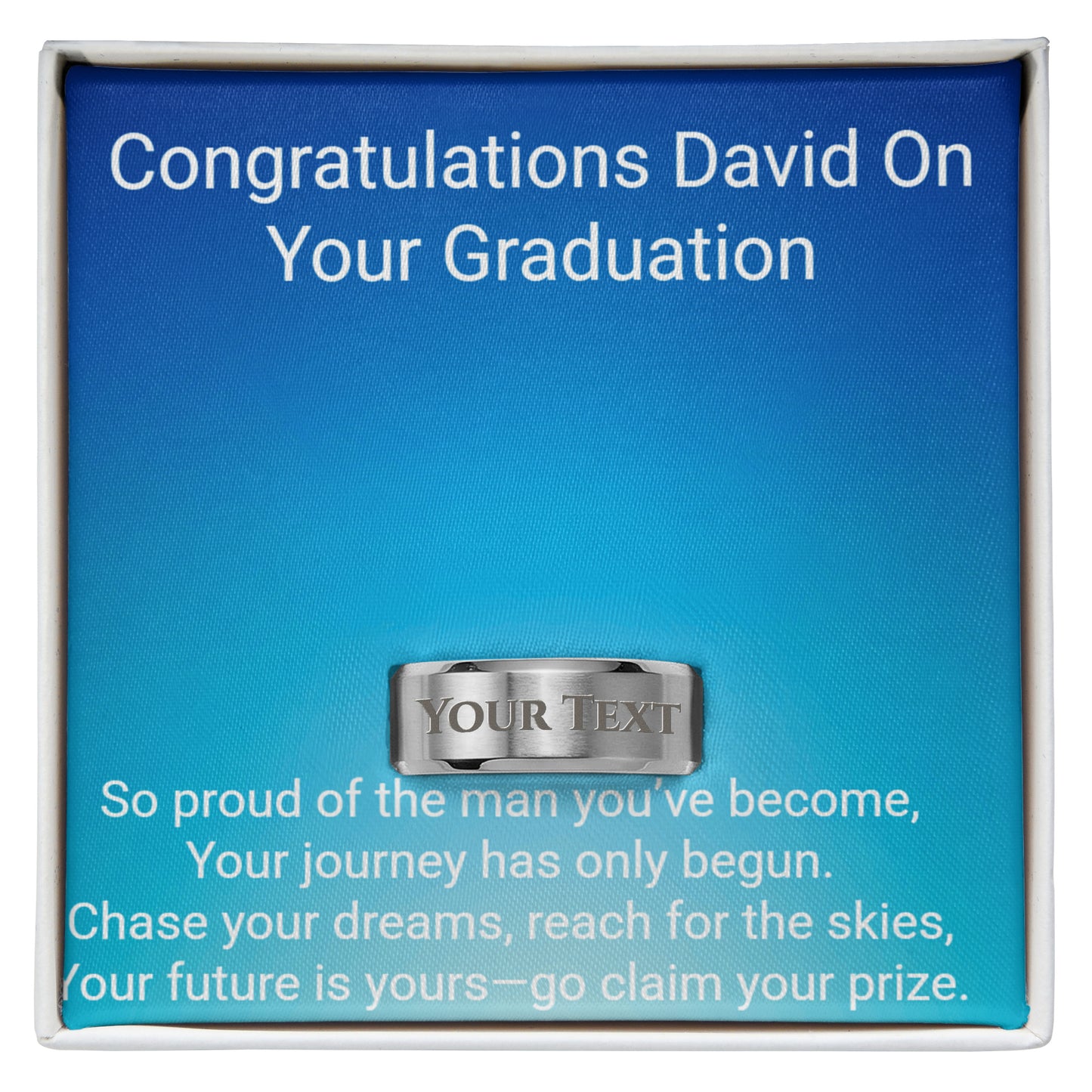 Sons Engraved Graduation ring With Message Card