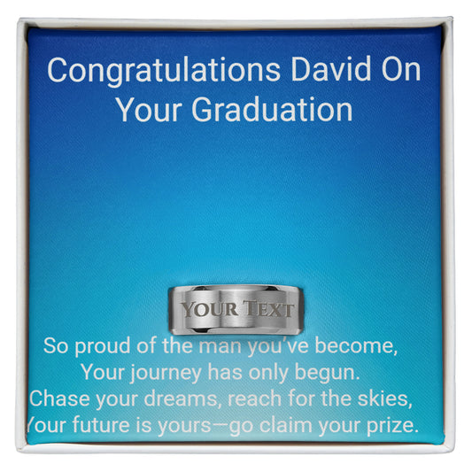 Sons Engraved Graduation ring With Message Card