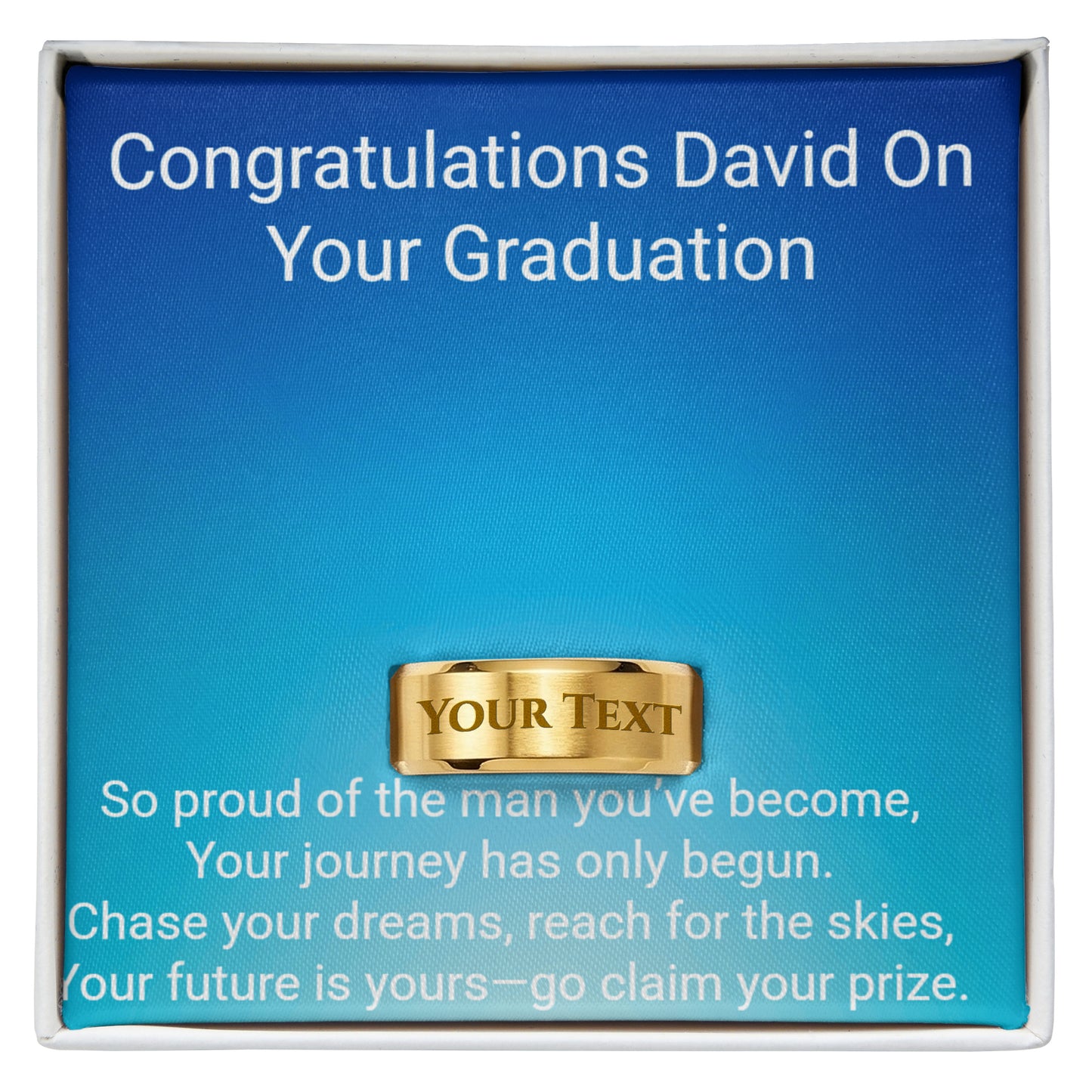 Sons Engraved Graduation ring With Message Card