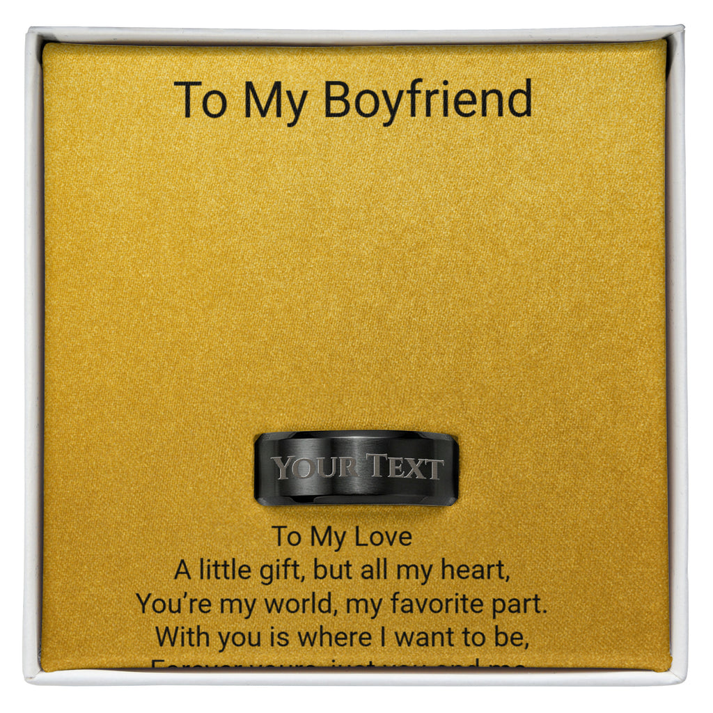 Engraved Men's Ring with Message Card – Romantic Gift for Boyfriend