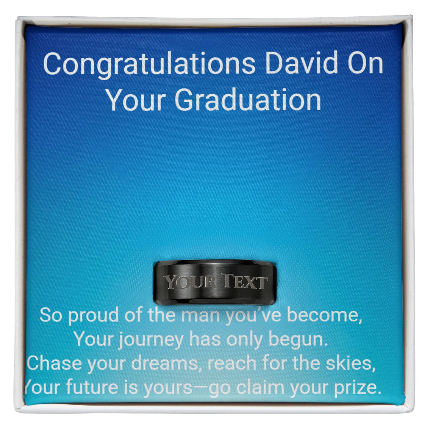 Sons Engraved Graduation ring With Message Card