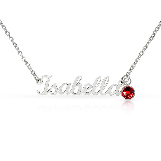 Grandmother Gift Custom Name Necklace with Birthstone – Personalised Jewellery No Message Card
