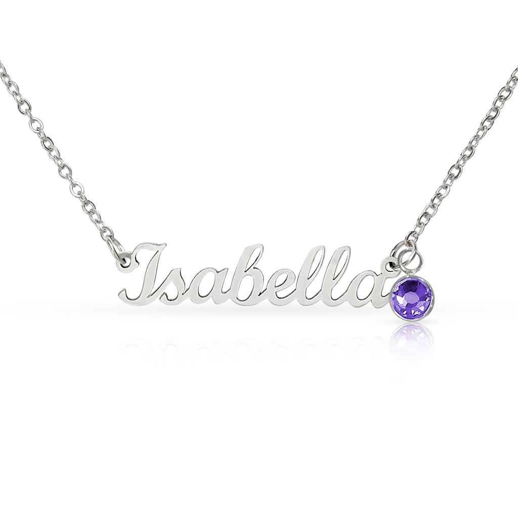 Grandmother Gift Custom Name Necklace with Birthstone – Personalised Jewellery No Message Card