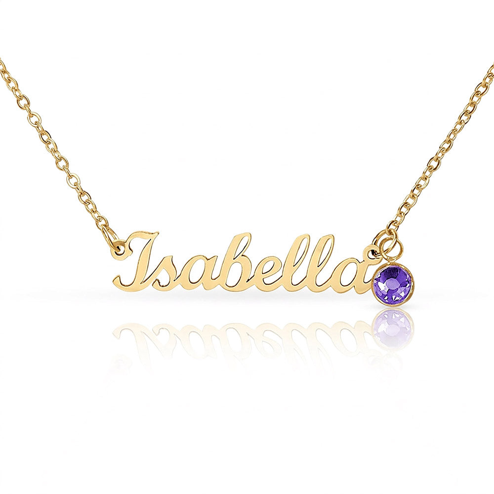 Stepmother Gift Custom Name Necklace with Birthstone – Personalised Jewellery No Message Card