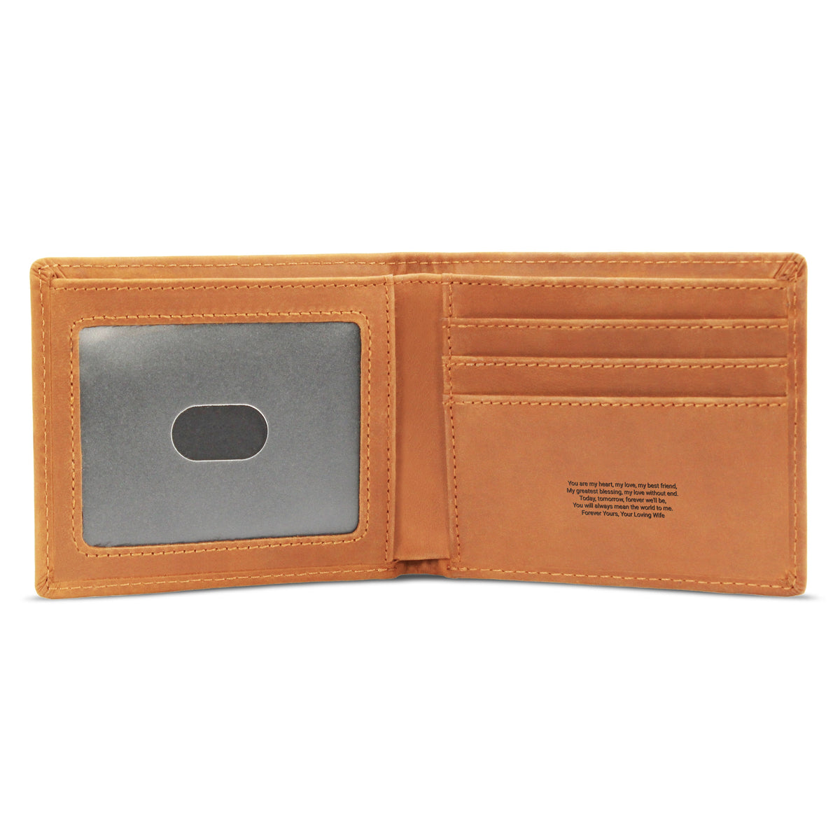 Personalised Engraved Leather Wallet for Husband – Hidden Message Inside