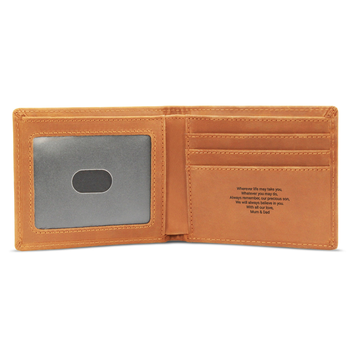 Personalised Leather Wallet for Son | Engraved Gift from Mum & Dad