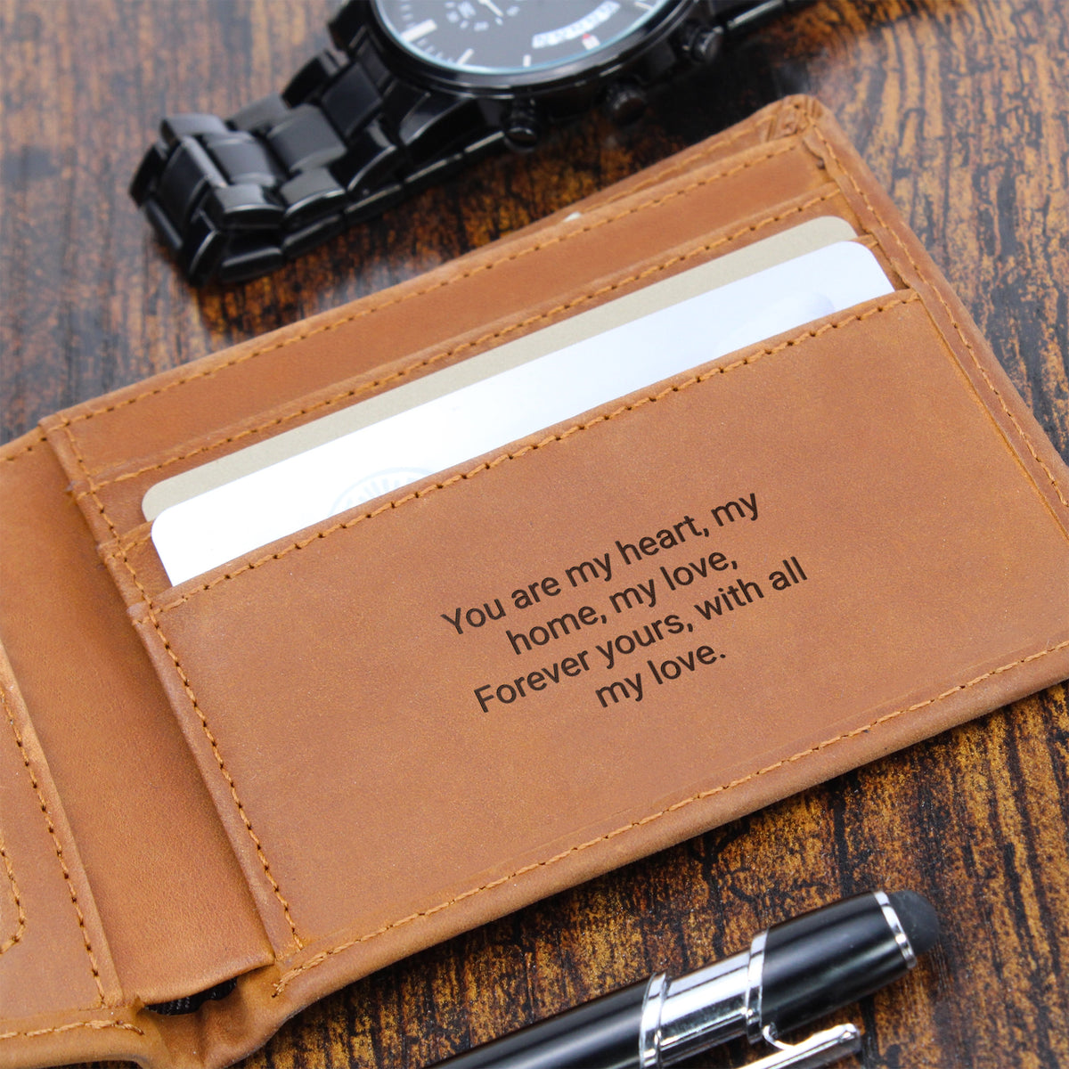 Engraved Wallet for Husband – Personalised Romantic Gift from Wife