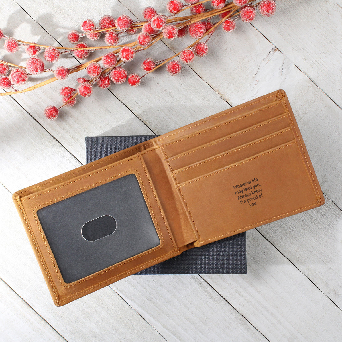 Grandson Gift Engraved Leather Wallet – Personalised Inner Section