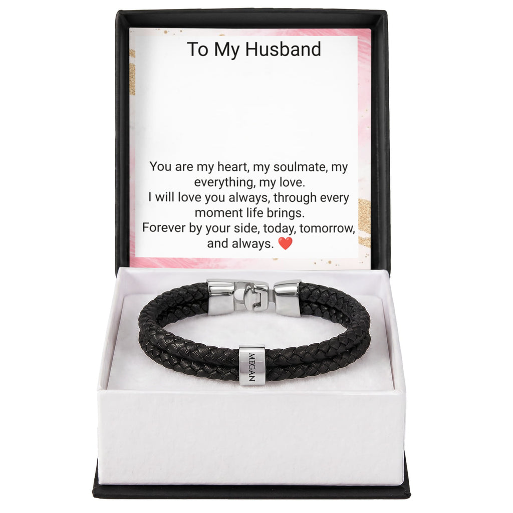 Engraved Bracelet for Husband – Personalised Romantic Gift for Him