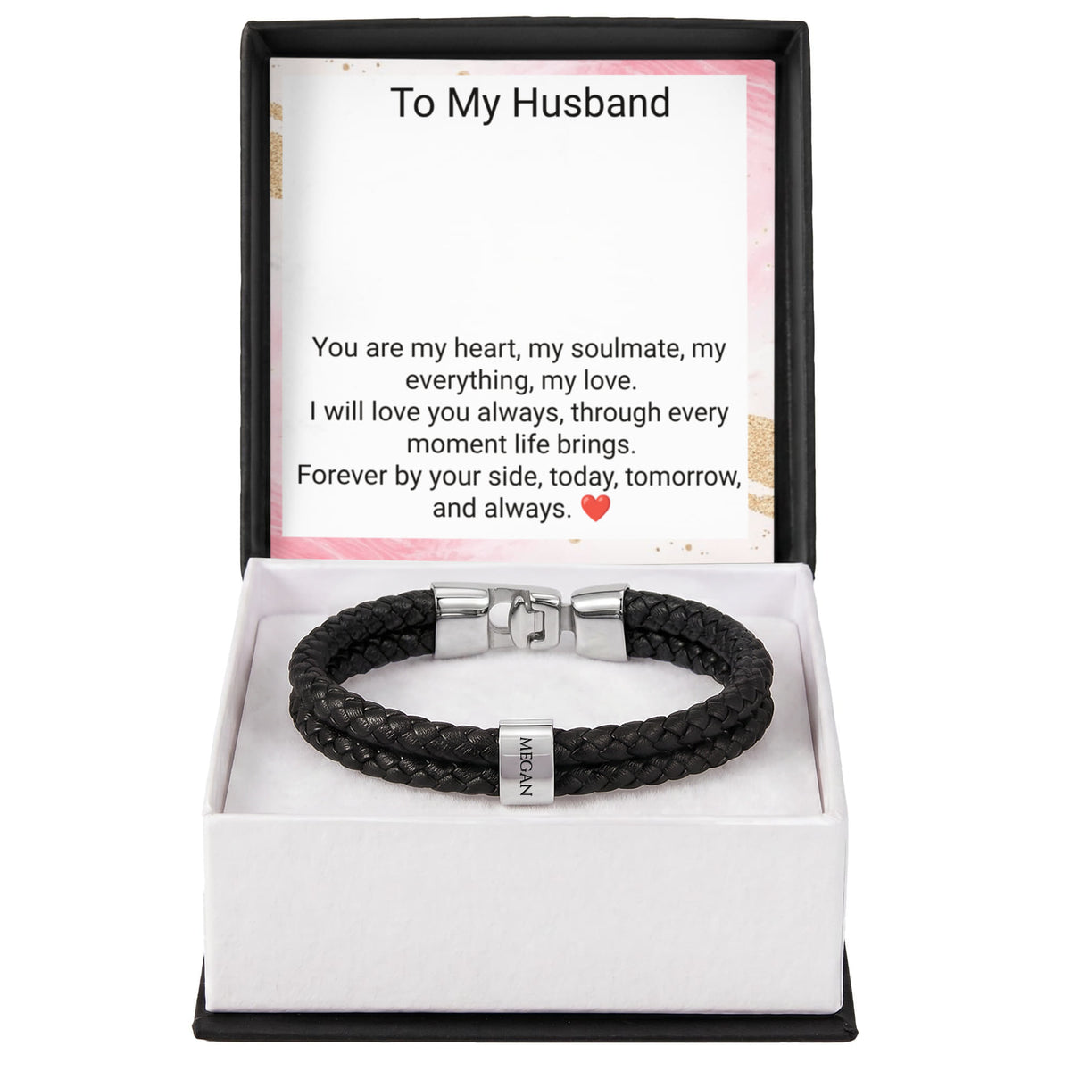 Engraved Bracelet for Husband – Personalised Romantic Gift for Him