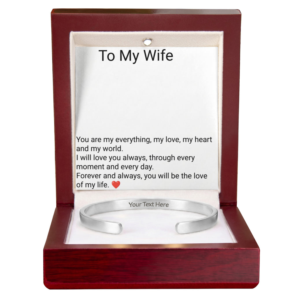 Wife Engraved Cuff Bracelet – Personalised Love Gift for Her
