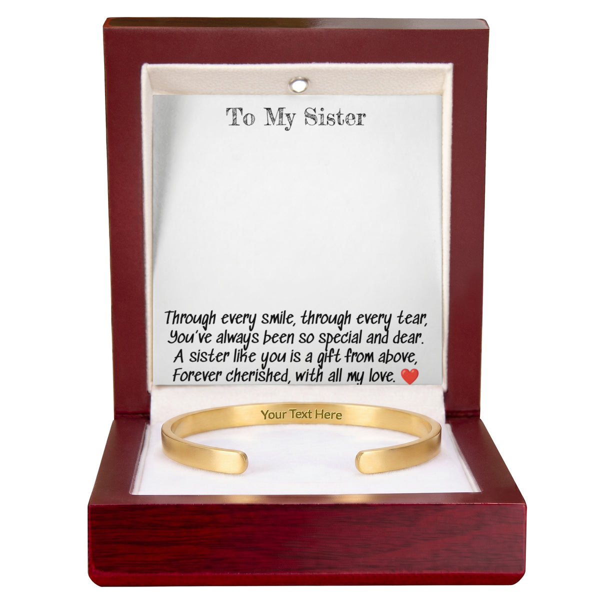 To My Sister A Engraved  Cuff Braclet