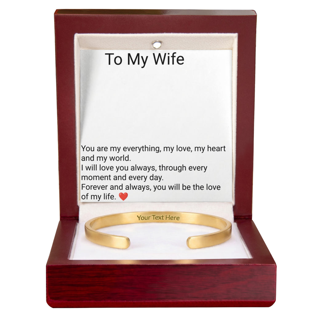 Wife Engraved Cuff Bracelet – Personalised Love Gift for Her