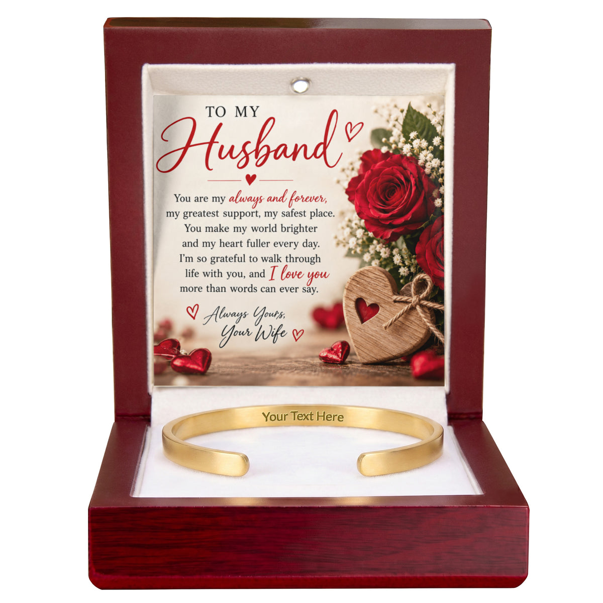 Personalised Engraved Cuff Bracelet for Husband – Custom Messages on Both Sides