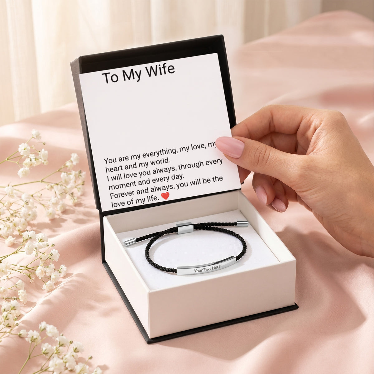 Wife Engraved Cuff Bracelet – Personalised Love Gift for Her