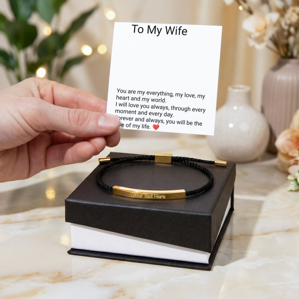 Wife Engraved Cuff Bracelet – Personalised Love Gift for Her